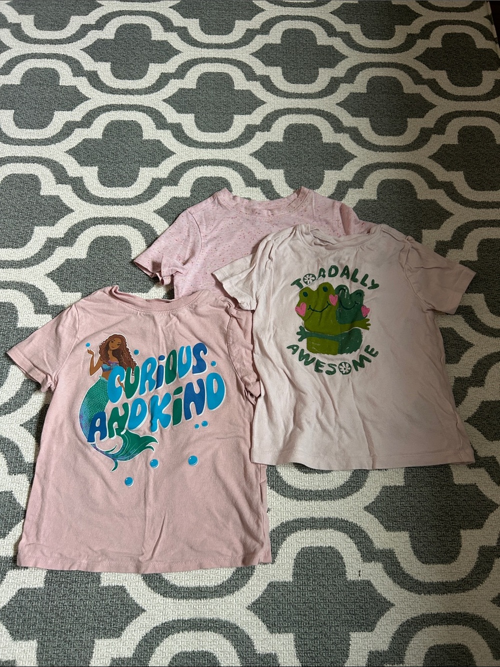 Old Navy Light Pink Graphic Tee Trio — Mermaid & Frog Prints